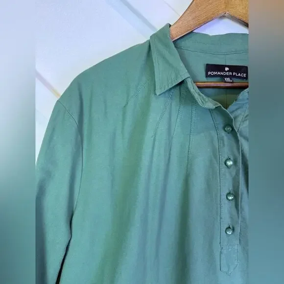 Tuckernuck Pomander Place Green Polly 3/4 Sleeve Mini Collar Dress Size XXL - Picture 5 of 13